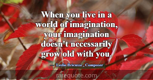 When you live in a world of imagination, your imag... -Leslie Bricusse