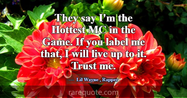 They say I'm the Hottest MC in the Game. If you la... -Lil Wayne