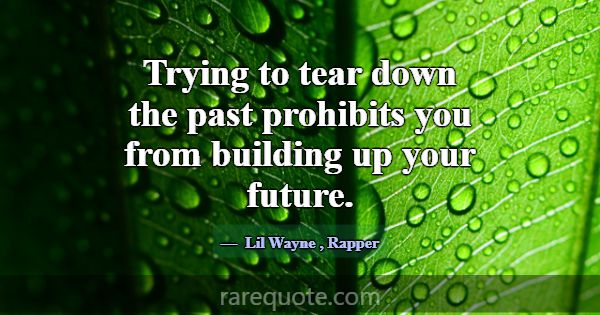 Trying to tear down the past prohibits you from bu... -Lil Wayne