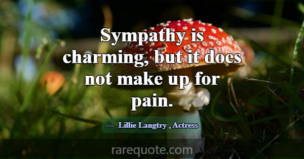 Sympathy is charming, but it does not make up for ... -Lillie Langtry