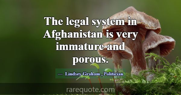 The legal system in Afghanistan is very immature a... -Lindsey Graham