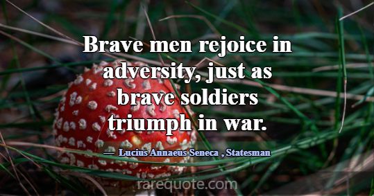 Brave men rejoice in adversity, just as brave sold... -Lucius Annaeus Seneca
