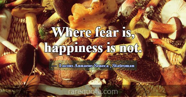 Where fear is, happiness is not.... -Lucius Annaeus Seneca