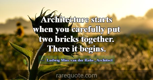 Architecture starts when you carefully put two bri... -Ludwig Mies van der Rohe