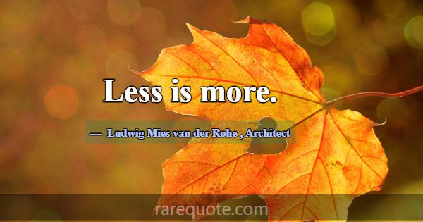 Less is more.... -Ludwig Mies van der Rohe