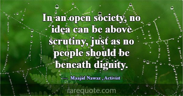 In an open society, no idea can be above scrutiny,... -Maajid Nawaz