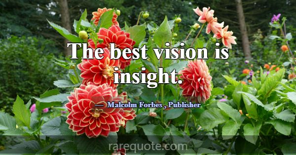 The best vision is insight.... -Malcolm Forbes