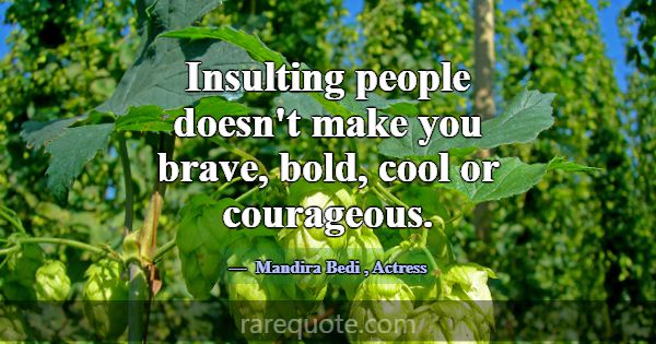 Insulting people doesn't make you brave, bold, coo... -Mandira Bedi