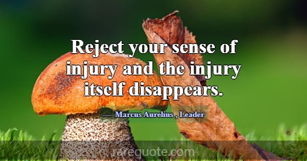 Reject your sense of injury and the injury itself ... -Marcus Aurelius