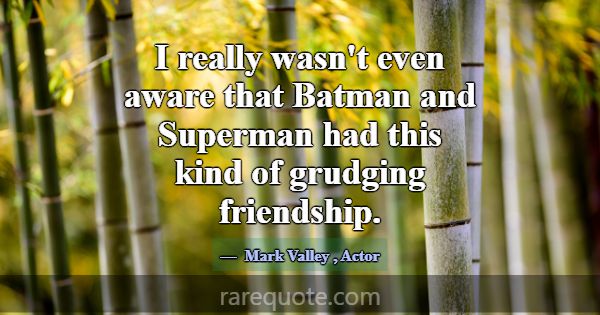 I really wasn't even aware that Batman and Superma... -Mark Valley