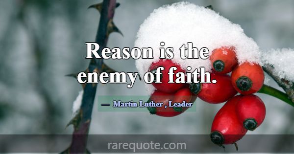 Reason is the enemy of faith.... -Martin Luther