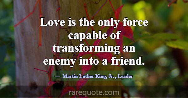 Love is the only force capable of transforming an ... -Martin Luther King, Jr.