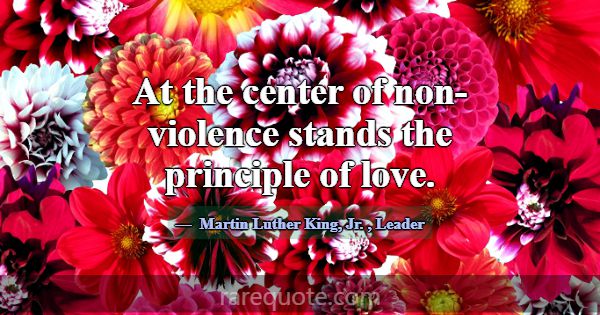 At the center of non-violence stands the principle... -Martin Luther King, Jr.