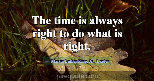 The time is always right to do what is right.... -Martin Luther King, Jr.