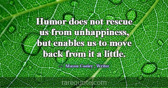 Humor does not rescue us from unhappiness, but ena... -Mason Cooley