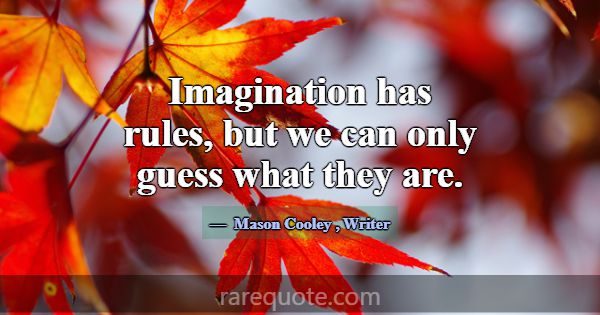 Imagination has rules, but we can only guess what ... -Mason Cooley