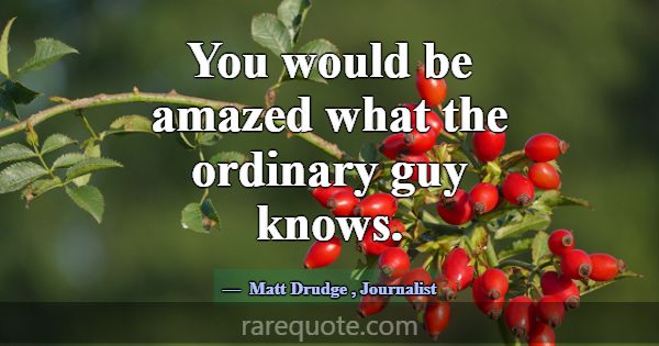 You would be amazed what the ordinary guy knows.... -Matt Drudge