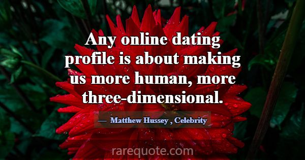 Any online dating profile is about making us more ... -Matthew Hussey