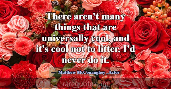 There aren't many things that are universally cool... -Matthew McConaughey