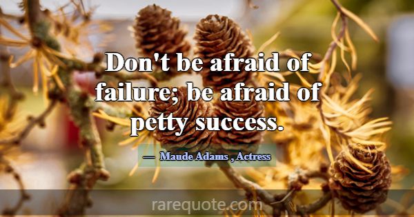 Don't be afraid of failure; be afraid of petty suc... -Maude Adams