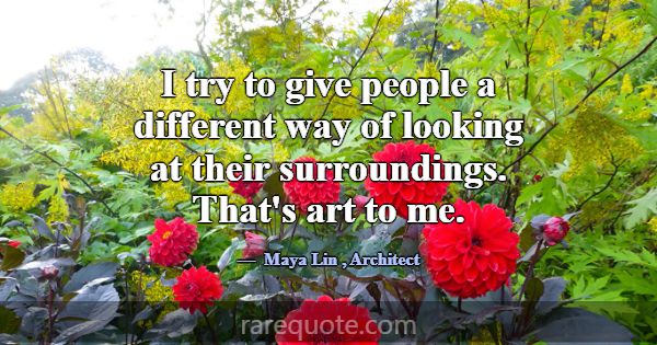 I try to give people a different way of looking at... -Maya Lin