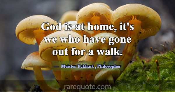God is at home, it's we who have gone out for a wa... -Meister Eckhart