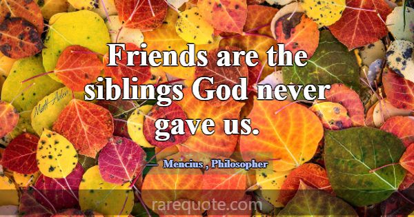 Friends are the siblings God never gave us.... -Mencius
