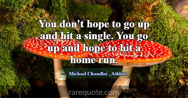 You don't hope to go up and hit a single. You go u... -Michael Chandler