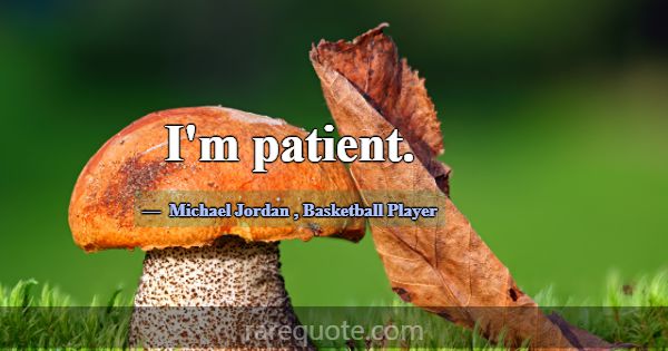 I'm patient.... -Michael Jordan