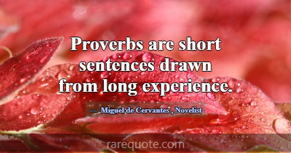 Proverbs are short sentences drawn from long exper... -Miguel de Cervantes