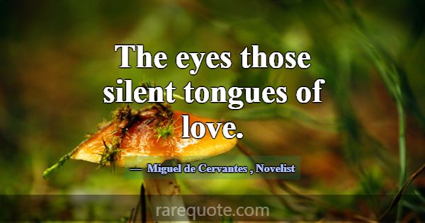 The eyes those silent tongues of love.... -Miguel de Cervantes