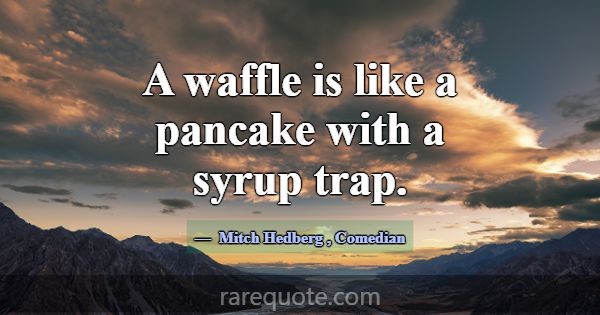 A waffle is like a pancake with a syrup trap.... -Mitch Hedberg
