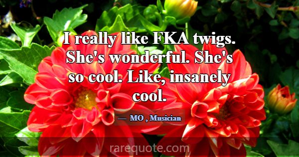 I really like FKA twigs. She's wonderful. She's so... -MO