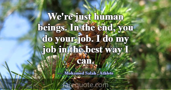 We're just human beings. In the end, you do your j... -Mohamed Salah