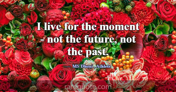 I live for the moment - not the future, not the pa... -MS Dhoni