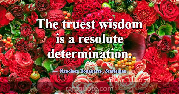 The truest wisdom is a resolute determination.... -Napoleon Bonaparte