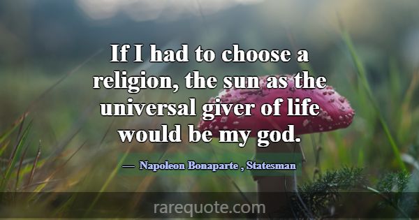 If I had to choose a religion, the sun as the univ... -Napoleon Bonaparte