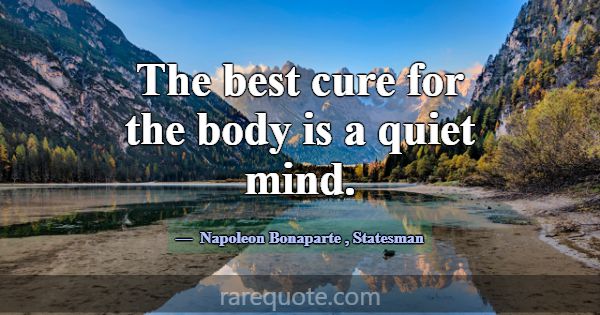 The best cure for the body is a quiet mind.... -Napoleon Bonaparte