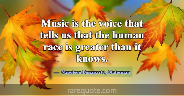 Music is the voice that tells us that the human ra... -Napoleon Bonaparte