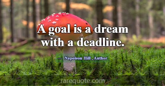 A goal is a dream with a deadline.... -Napoleon Hill