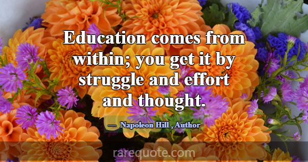 Education comes from within; you get it by struggl... -Napoleon Hill