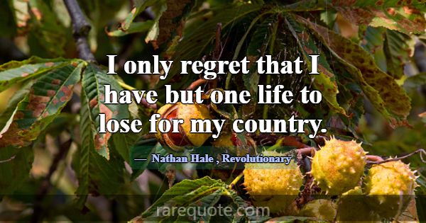I only regret that I have but one life to lose for... -Nathan Hale
