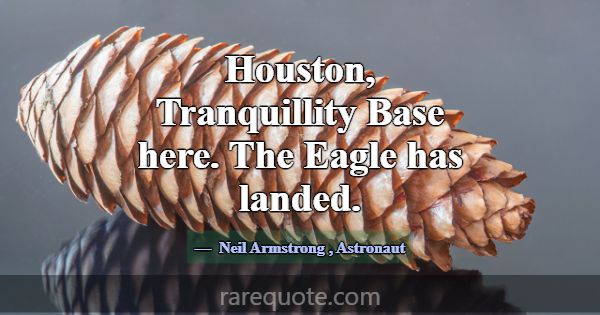 Houston, Tranquillity Base here. The Eagle has lan... -Neil Armstrong