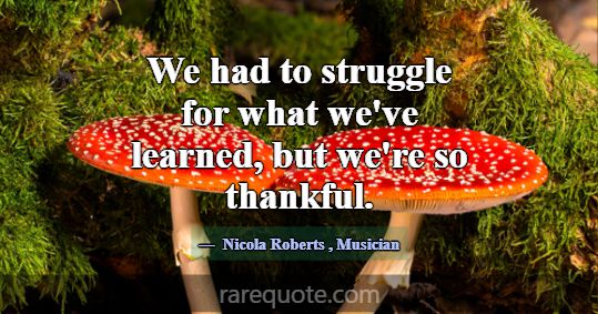We had to struggle for what we've learned, but we'... -Nicola Roberts