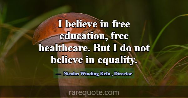 I believe in free education, free healthcare. But ... -Nicolas Winding Refn