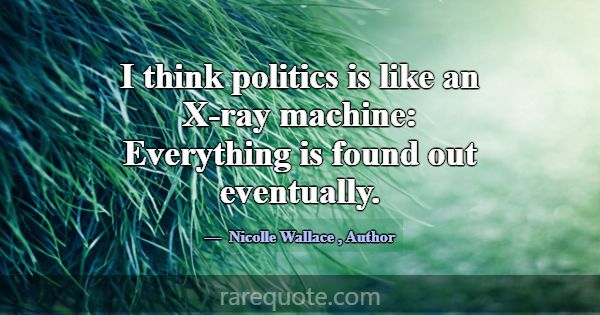 I think politics is like an X-ray machine: Everyth... -Nicolle Wallace