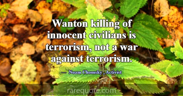 Wanton killing of innocent civilians is terrorism,... -Noam Chomsky