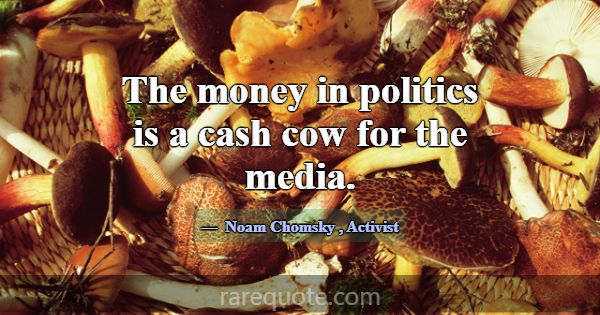 The money in politics is a cash cow for the media.... -Noam Chomsky