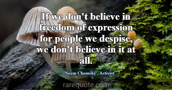 If we don't believe in freedom of expression for p... -Noam Chomsky