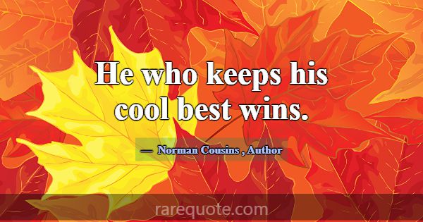 He who keeps his cool best wins.... -Norman Cousins